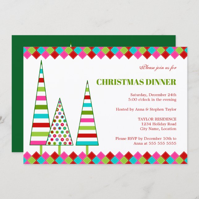 Convite Merry & Bright Christmas Holiday Invitation (Frente/Verso)