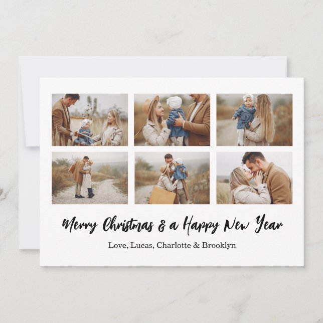 Convite Merry Christmas 6 Photo Collage  (Frente)