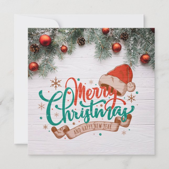 Convite Merry Christmas And Happy New Year (Frente)