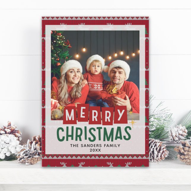 Convite Merry Christmas Cute Family  Photo Card (Criador carregado)