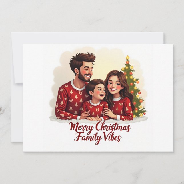 Convite Merry Christmas Family Vibes Invitation  (Frente)