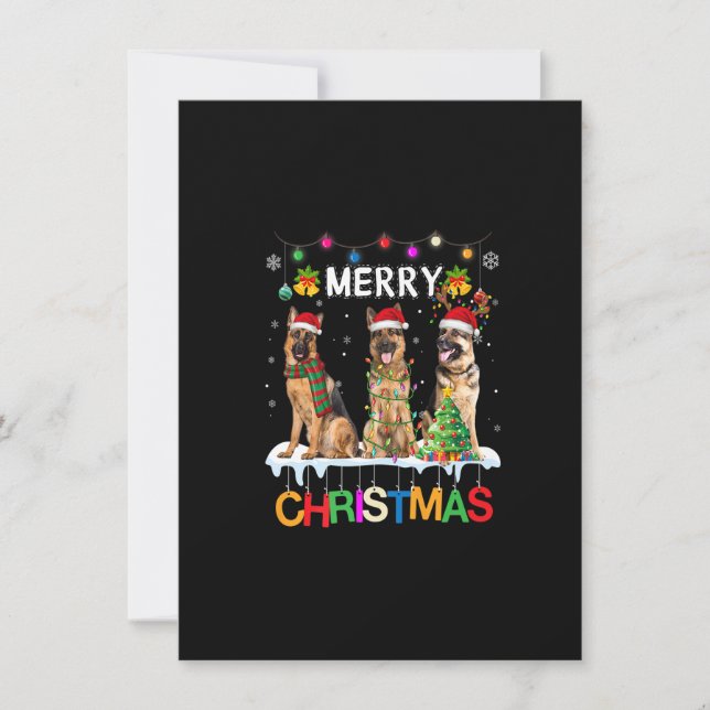 Convite Merry Christmas German Shepherd Santa Christmas Tr (Frente)