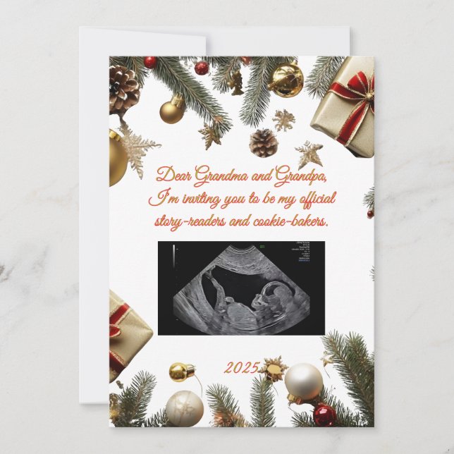 Convite Merry Christmas Grandparents Pregnancy Invitations (Frente)