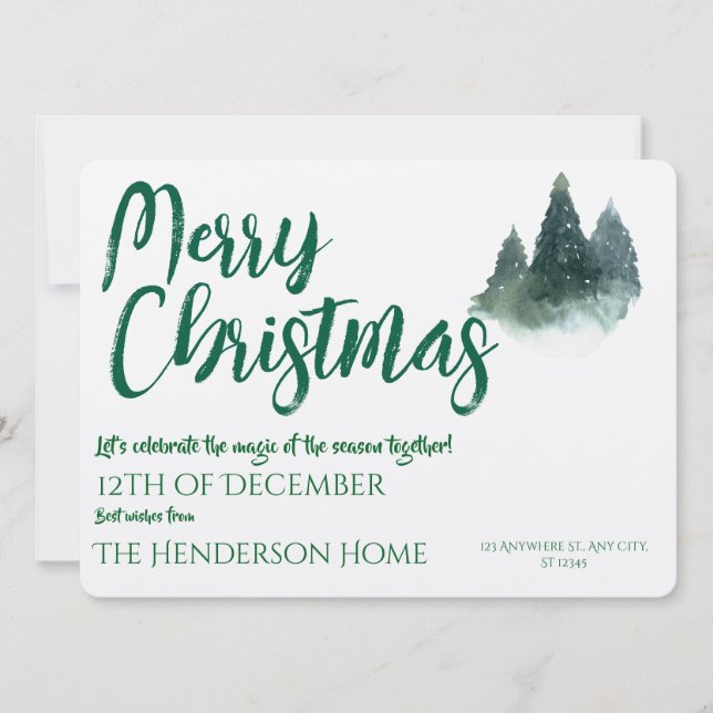 Convite Merry Christmas Holiday Greeting Card Invitation (Frente)