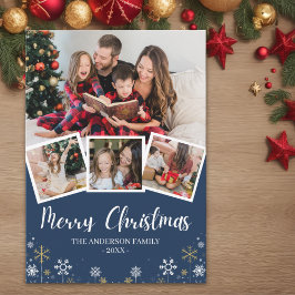 Convite Merry Christmas Modern Photo Family