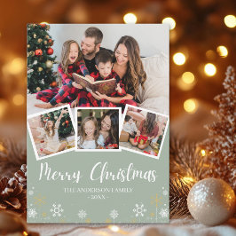 Convite Merry Christmas Modern Photo Family