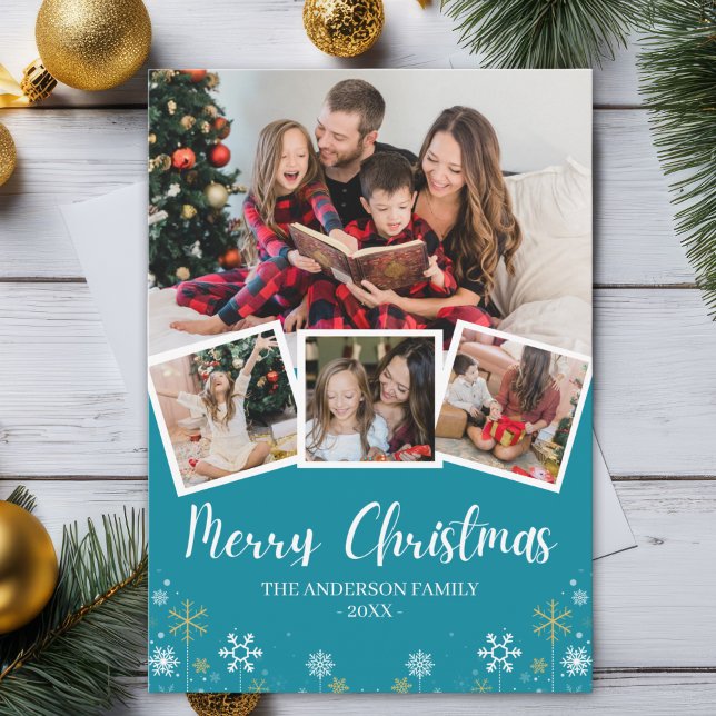 Convite Merry Christmas Modern Photo Family (Criador carregado)