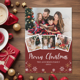 Convite Merry Christmas Modern Photo Family
