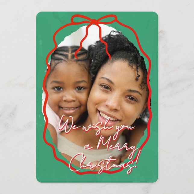 Convite Merry Christmas Personalized Photo Holiday  (Frente)