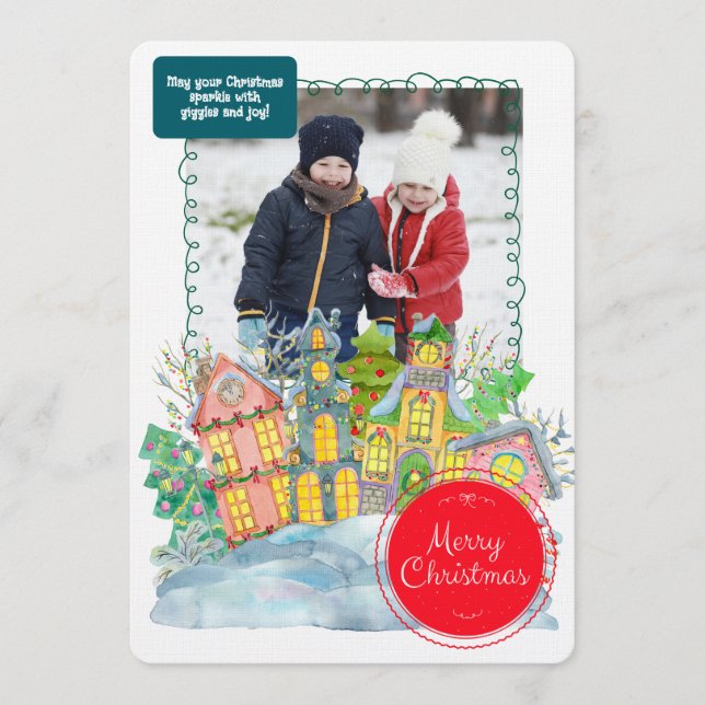 Convite Merry Christmas Personalized Photo Holiday (Frente)