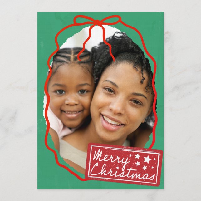 Convite Merry Christmas Personalized Photo Holiday  (Frente)