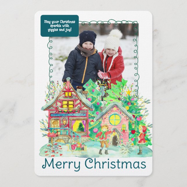 Convite Merry Christmas Personalized Photo Holiday (Frente)