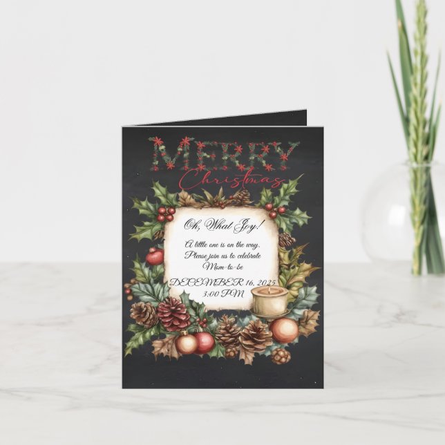 Convite Merry Christmas Pregnancy Announcement Chalkboard  (Frente)