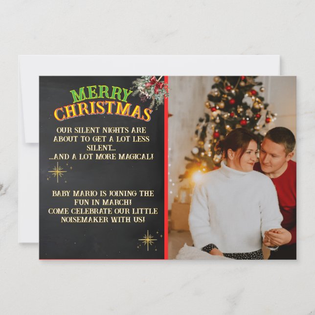 Convite Merry Christmas Pregnancy Chalkboard Invitation (Frente)