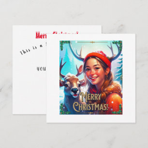 CONVITE MERRY CHRISTMAS REINDEER COM GAROTA FELIZ