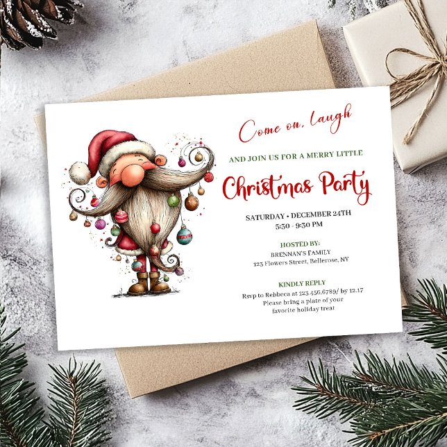 Convite Merry Funny Santa Editable Christmas Party Invite (Merry Funny Santa Editable Christmas Party Invitation)