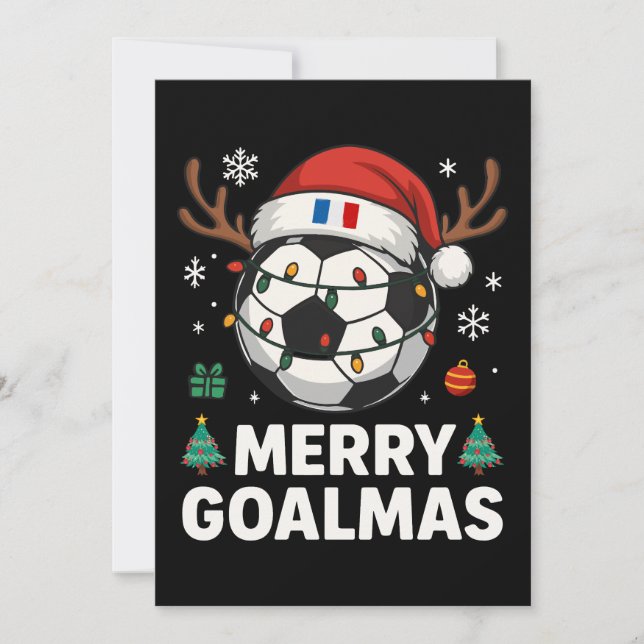 Convite Merry Goalmas France - Funny Soccer Christmas (Frente)