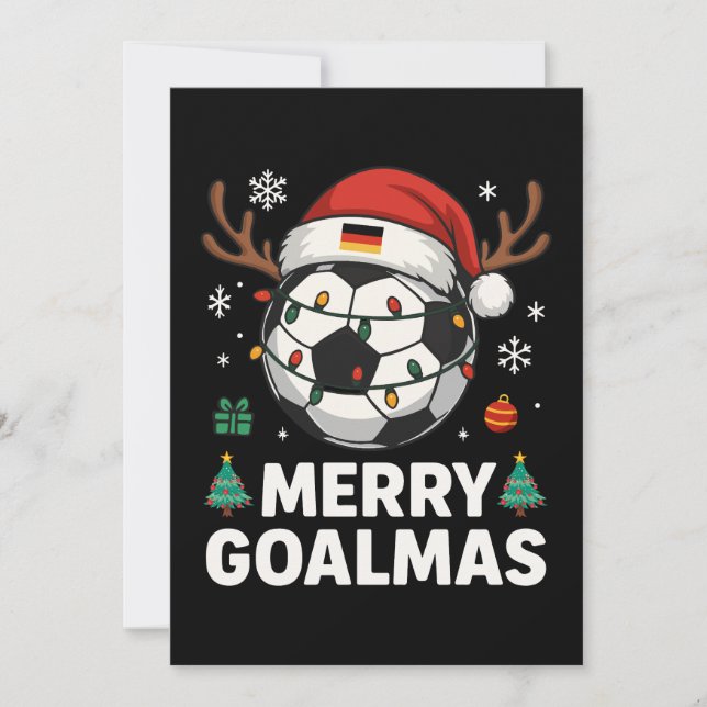 Convite Merry Goalmas - Funny Soccer Christmas (Frente)