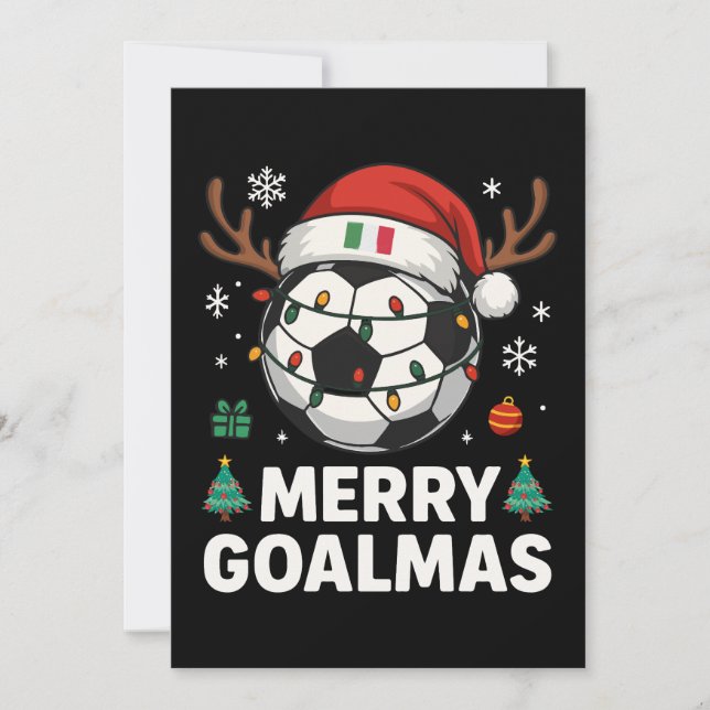 Convite Merry Goalmas Italy - Funny Soccer Christmas (Frente)