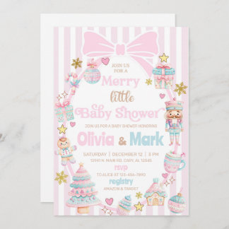 Convite Merry little baby shower Christmas invitation.