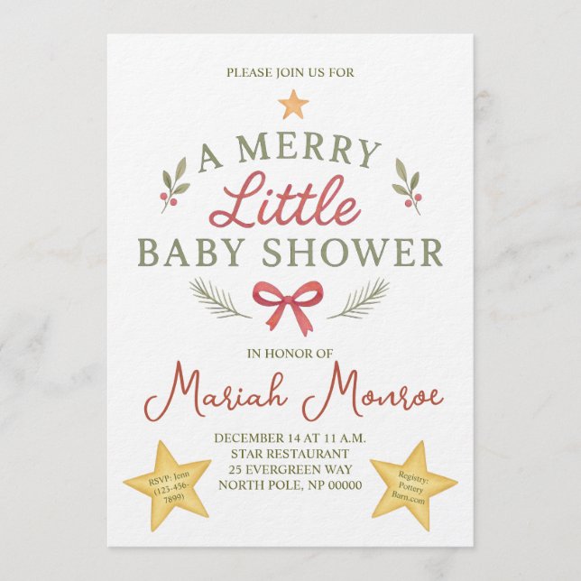 Convite Merry Little Baby Shower Invitation (Frente)