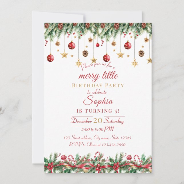 Convite Merry Little Christmas Birthday Invitation (Frente)