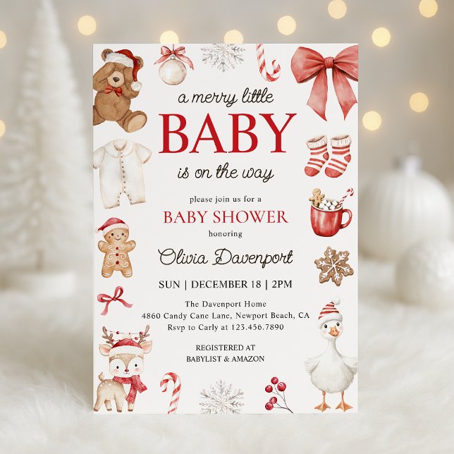 Convite Merry Little Christmas Festive Winter Baby Shower (Criador carregado)