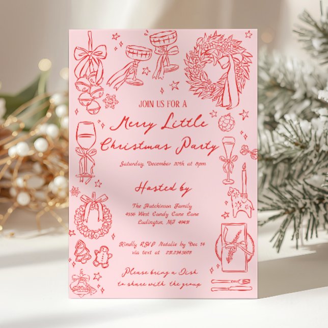 Convite Merry Little Christmas Party Invitation (Merry Little Christmas Party Invitation)