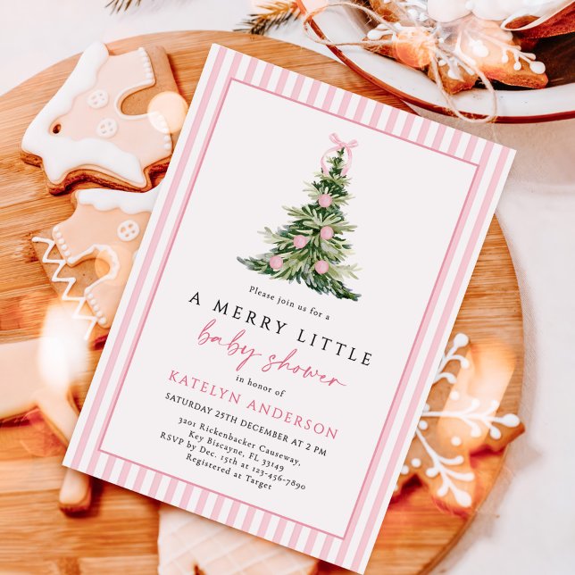 Convite Merry Little Christmas Tree Baby Shower  (Criador carregado)