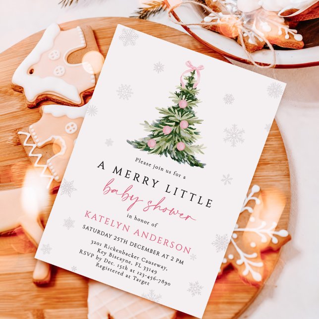 Convite Merry Little Christmas Tree Baby Shower  (Criador carregado)
