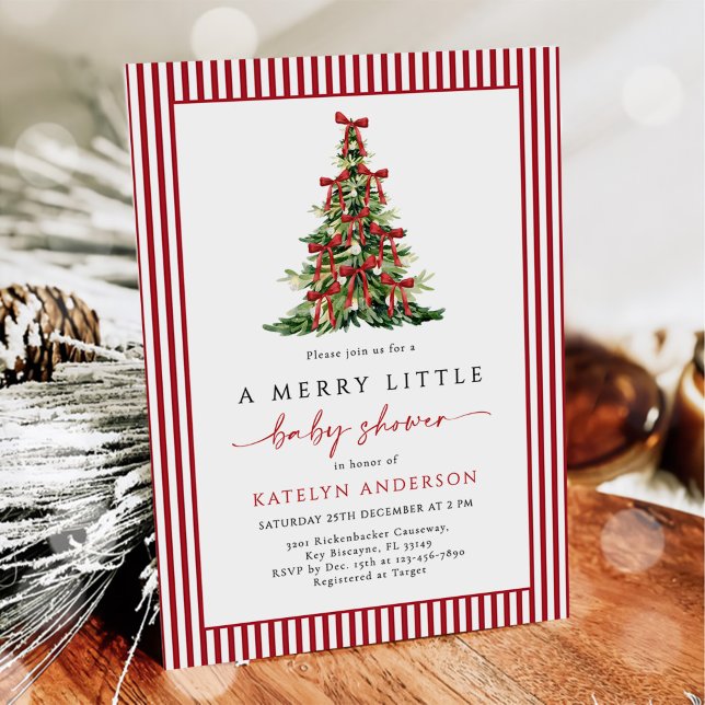 Convite Merry Little Christmas Tree Baby Shower  (Criador carregado)