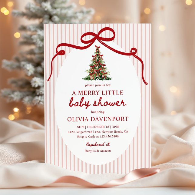 Convite Merry Little Coquette Christmas Tree Baby Shower (Criador carregado)