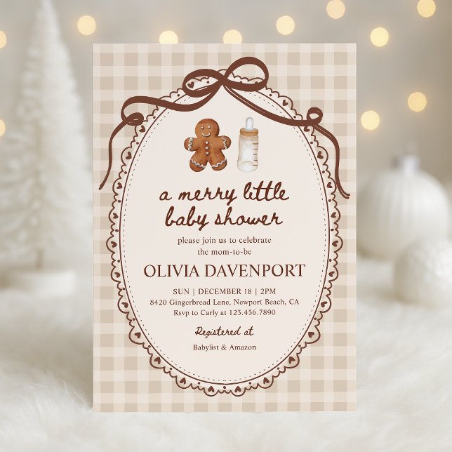 Convite Merry Little Gingerbread Christmas Baby Shower (Criador carregado)