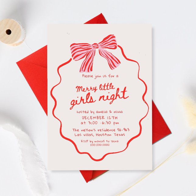 Convite Merry Little Girls Night Christmas Holiday (Criador carregado)