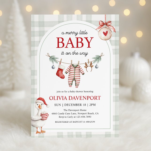 Convite Merry Little Goose Storybook Christmas Baby Shower (Criador carregado)