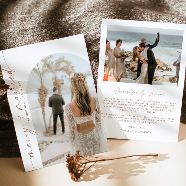 Convite Merry & Married Holiday Christmas Card | Boho Card (Criador carregado)