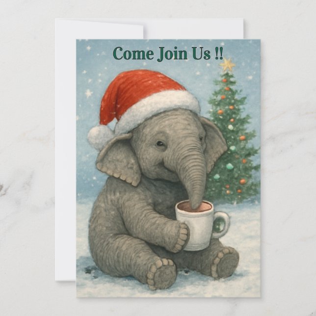 Convite Merry Moments with a Cocoa-Loving Elephant (Frente)