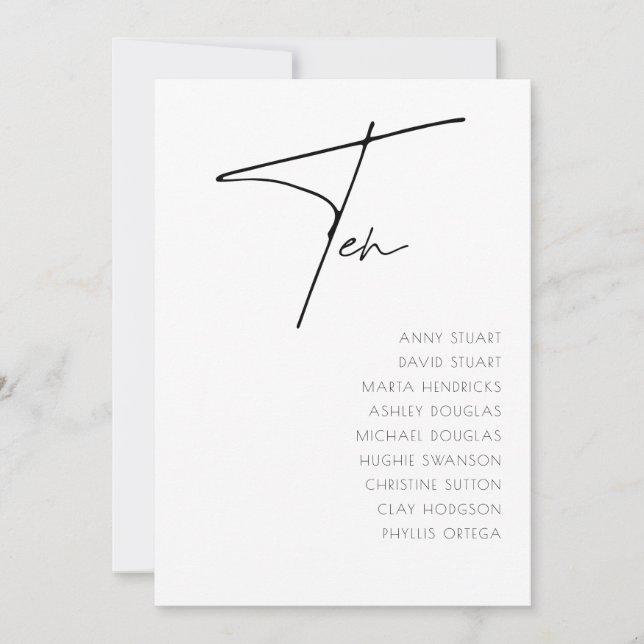 Convite Mesa 10 Modern Wedding Table Number modelo (Frente)