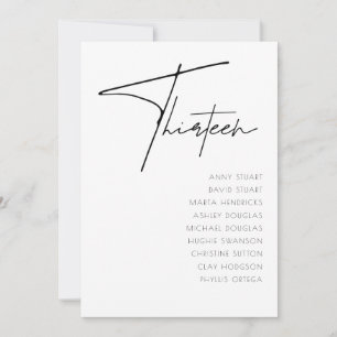 Convite Mesa 13 Modern Wedding Table Number modelo