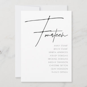 Convite Mesa 14 Modern Wedding Table Number modelo