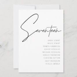 Convite Mesa 17 Modern Wedding Table Number modelo