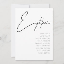 Convite Mesa 18 Modern Wedding Table Number modelo