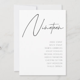 Convite Mesa 19 Modern Wedding Table Number modelo