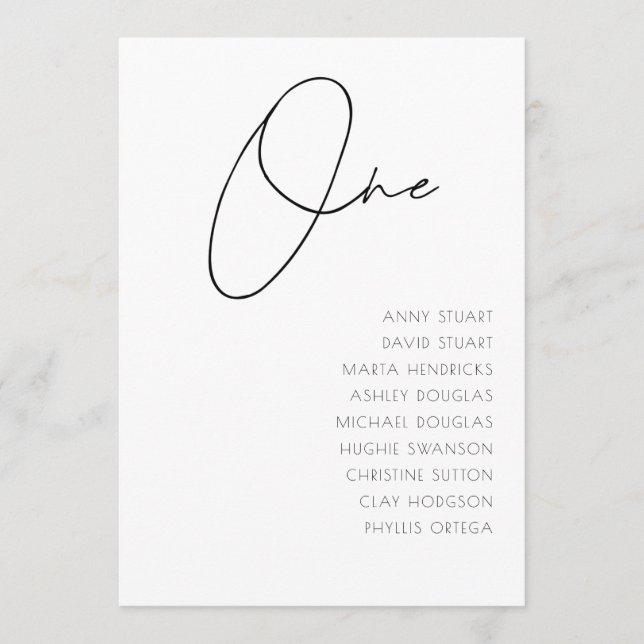 Convite Mesa 1 modelo da Tabela de Casamentos Modernos (Frente)