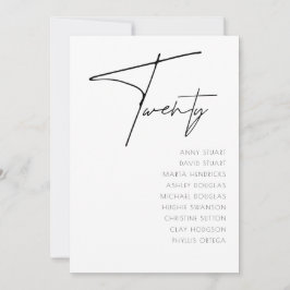 Convite Mesa 20 Modern Wedding Table Number modelo