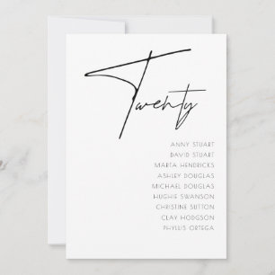 Convite Mesa 20 Modern Wedding Table Number modelo