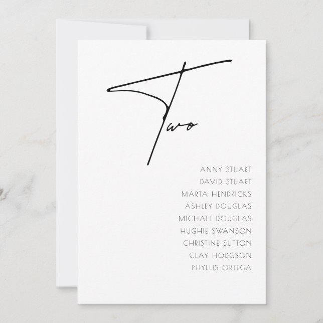 Convite Mesa 2 Modern Wedn Table Number modelo (Frente)