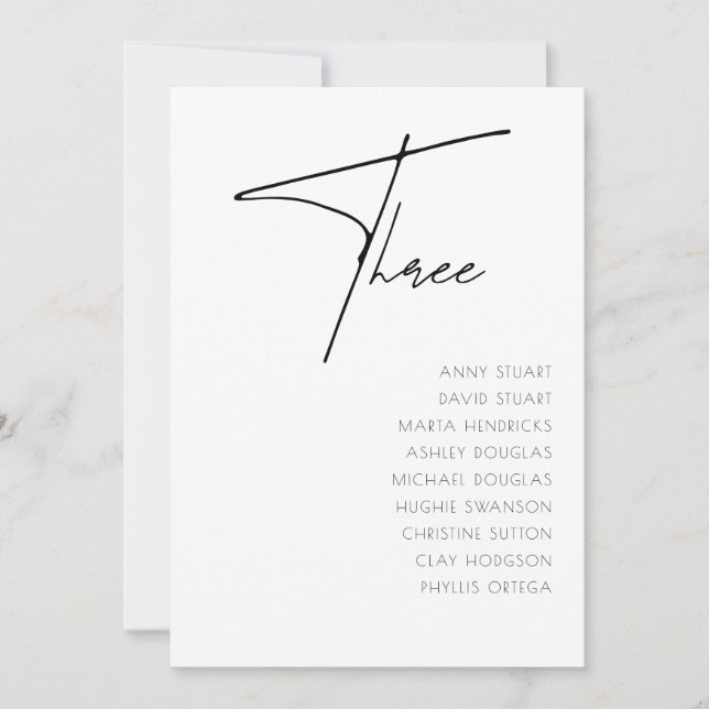 Convite Mesa 3 modelo da Tabela de Casamentos Modernos (Frente)