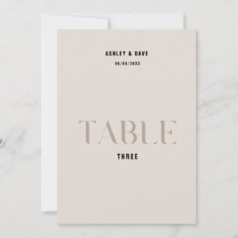 Convite Mesa 3 Número da Tabela de Casamento de Beige Negr