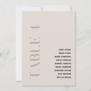 Convite Mesa 4 Número da Tabela de Casamento de Beige Negr